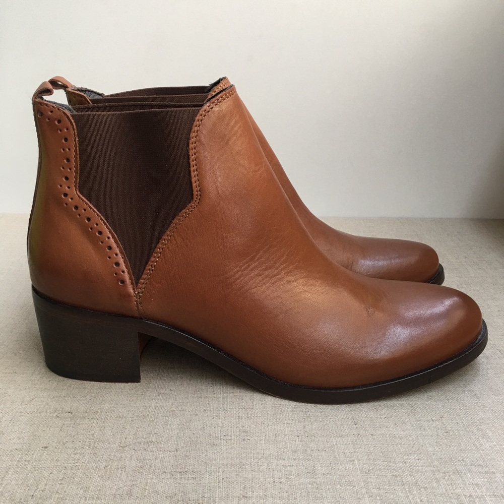 Dune London US 10 Brown Leather Chelsea Booties